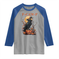Funny Halloween F Caw F Raglan Shirt Black Crow Moon Gothic Spooky Season - Wonder Print Shop