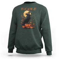 Funny Halloween F Caw F Sweatshirt Black Crow Moon Gothic Spooky Season - Wonder Print Shop
