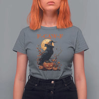 Funny Halloween F Caw F T Shirt For Women Black Crow Moon Gothic Spooky Season - Wonder Print Shop