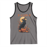 Funny Halloween F Caw F Tank Top Black Crow Moon Gothic Spooky Season - Wonder Print Shop