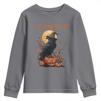 Funny Halloween F Caw F Youth Sweatshirt Black Crow Moon Gothic Spooky Season - Wonder Print Shop