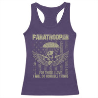 Military Paratrooper Racerback Tank Top For Those I Love I Will Do Horrible Things Airborne Soldier - Wonder Print Shop