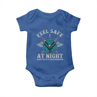 Funny Feel Safe At Night Sleep With A Shieldmaiden Baby Onesie Viking Pride - Wonder Print Shop
