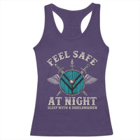 Funny Feel Safe At Night Sleep With A Shieldmaiden Racerback Tank Top Viking Pride - Wonder Print Shop