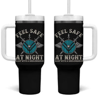 Funny Feel Safe At Night Sleep With A Shieldmaiden Tumbler With Handle Viking Pride - Wonder Print Shop