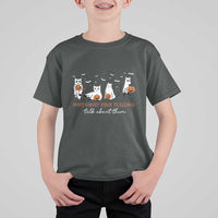 Halloween School Counselor T Shirt For Kid Don't Ghost Your Feelings Talk About Them Ghost Cats - Wonder Print Shop