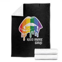 LGBT Lesbian Halloween Throw Blanket Kiss More Girls Rainbow Vampire Lips - Wonder Print Shop