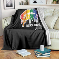 LGBT Lesbian Halloween Throw Blanket Kiss More Girls Rainbow Vampire Lips - Wonder Print Shop