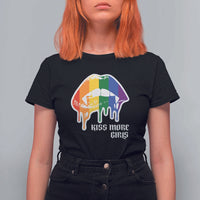 LGBT Lesbian Halloween T Shirt For Women Kiss More Girls Rainbow Vampire Lips - Wonder Print Shop