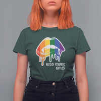 LGBT Lesbian Halloween T Shirt For Women Kiss More Girls Rainbow Vampire Lips - Wonder Print Shop