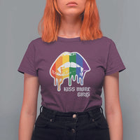 LGBT Lesbian Halloween T Shirt For Women Kiss More Girls Rainbow Vampire Lips - Wonder Print Shop
