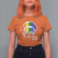 LGBT Lesbian Halloween T Shirt For Women Kiss More Girls Rainbow Vampire Lips - Wonder Print Shop