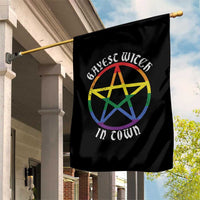 Halloween LGBT Garden Flag Gayest Witch In Town Rainbow Pentagram Star - Wonder Print Shop