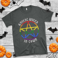 Halloween LGBT T Shirt Gayest Witch In Town Rainbow Pentagram Star - Wonder Print Shop