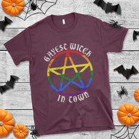 Halloween LGBT T Shirt Gayest Witch In Town Rainbow Pentagram Star - Wonder Print Shop
