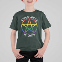 Halloween LGBT T Shirt For Kid Gayest Witch In Town Rainbow Pentagram Star - Wonder Print Shop