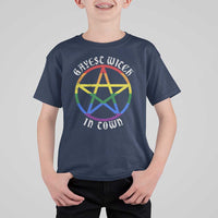 Halloween LGBT T Shirt For Kid Gayest Witch In Town Rainbow Pentagram Star - Wonder Print Shop
