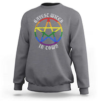 Halloween LGBT Sweatshirt Gayest Witch In Town Rainbow Pentagram Star - Wonder Print Shop