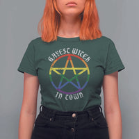 Halloween LGBT T Shirt For Women Gayest Witch In Town Rainbow Pentagram Star - Wonder Print Shop