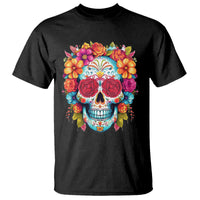Day Of The Dead T Shirt Sugar Skull Dia De Los Muertos Halloween Rose Flowers - Wonder Print Shop