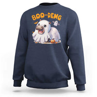 Funny Moo Deng Sweatshirt Boo Deng Cute Hippo Zoo Meme Baby Pygmy Halloween - Wonder Print Shop
