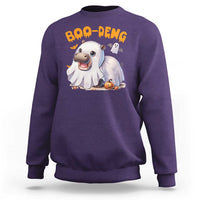 Funny Moo Deng Sweatshirt Boo Deng Cute Hippo Zoo Meme Baby Pygmy Halloween - Wonder Print Shop