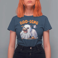 Funny Moo Deng T Shirt For Women Boo Deng Cute Hippo Zoo Meme Baby Pygmy Halloween - Wonder Print Shop