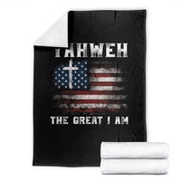 Yahweh The Great I Am Christian Faith Throw Blanket Vintage American Flag - Wonder Print Shop