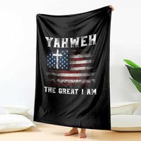 Yahweh The Great I Am Christian Faith Throw Blanket Vintage American Flag - Wonder Print Shop