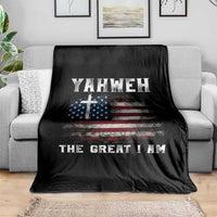 Yahweh The Great I Am Christian Faith Throw Blanket Vintage American Flag - Wonder Print Shop