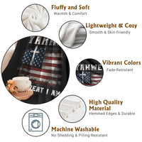 Yahweh The Great I Am Christian Faith Throw Blanket Vintage American Flag - Wonder Print Shop
