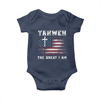Yahweh The Great I Am Christian Faith Baby Onesie Vintage American Flag - Wonder Print Shop