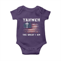 Yahweh The Great I Am Christian Faith Baby Onesie Vintage American Flag - Wonder Print Shop