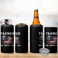 Yahweh The Great I Am Christian Faith 4 in 1 Can Cooler Tumbler Vintage American Flag - Wonder Print Shop