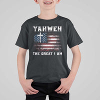 Yahweh The Great I Am Christian Faith T Shirt For Kid Vintage American Flag - Wonder Print Shop