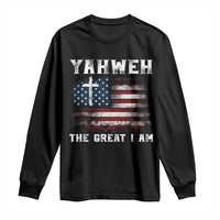 Yahweh The Great I Am Christian Faith Long Sleeve Shirt Vintage American Flag - Wonder Print Shop