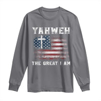 Yahweh The Great I Am Christian Faith Long Sleeve Shirt Vintage American Flag - Wonder Print Shop