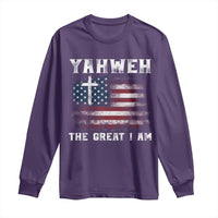 Yahweh The Great I Am Christian Faith Long Sleeve Shirt Vintage American Flag - Wonder Print Shop