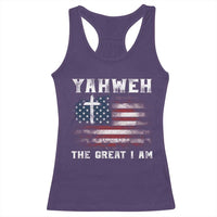 Yahweh The Great I Am Christian Faith Racerback Tank Top Vintage American Flag - Wonder Print Shop