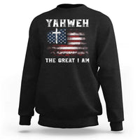 Yahweh The Great I Am Christian Faith Sweatshirt Vintage American Flag - Wonder Print Shop