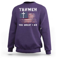 Yahweh The Great I Am Christian Faith Sweatshirt Vintage American Flag - Wonder Print Shop