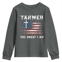 Yahweh The Great I Am Christian Faith Youth Sweatshirt Vintage American Flag - Wonder Print Shop
