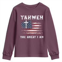 Yahweh The Great I Am Christian Faith Youth Sweatshirt Vintage American Flag - Wonder Print Shop