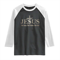 Jesus The Way The Truth The Life Raglan Shirt Christian Cross Nails - Wonder Print Shop