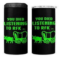 Funny You Died Listening To RFK Jr 4 in 1 Can Cooler Tumbler Oregon Trail Cow Wagon - Wonder Print Shop