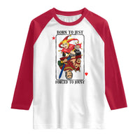 Funny Born To Jest Forced To Joust Raglan Shirt Medieval Renaissance Meme - Wonder Print Shop