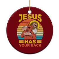 Funny Jesus Has Your Back Ceramic Ornament Jiu Jitsu Retro Christian - Wonder Print Shop