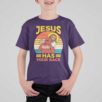 Funny Jesus Has Your Back T Shirt For Kid Jiu Jitsu Retro Christian - Wonder Print Shop