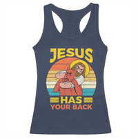 Funny Jesus Has Your Back Racerback Tank Top Jiu Jitsu Retro Christian - Wonder Print Shop