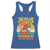 Funny Jesus Has Your Back Racerback Tank Top Jiu Jitsu Retro Christian - Wonder Print Shop